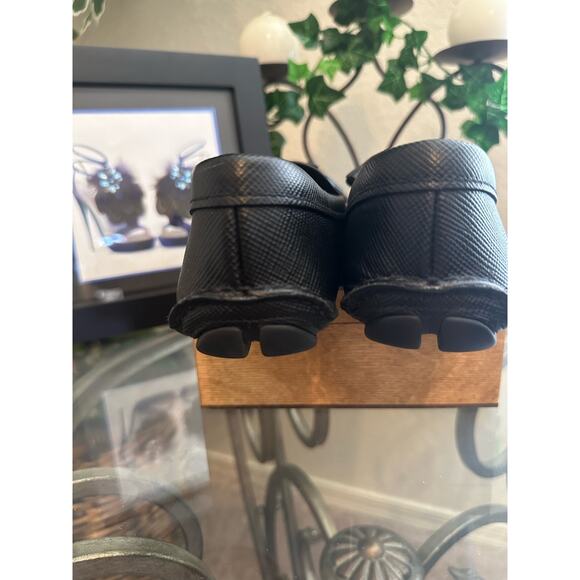 LUXURY PRADA DRIVER LOAFERS SLIPPERS SHOES 1DD036 BLACK EU38 US 8 Authentic - Picture 6 of 7